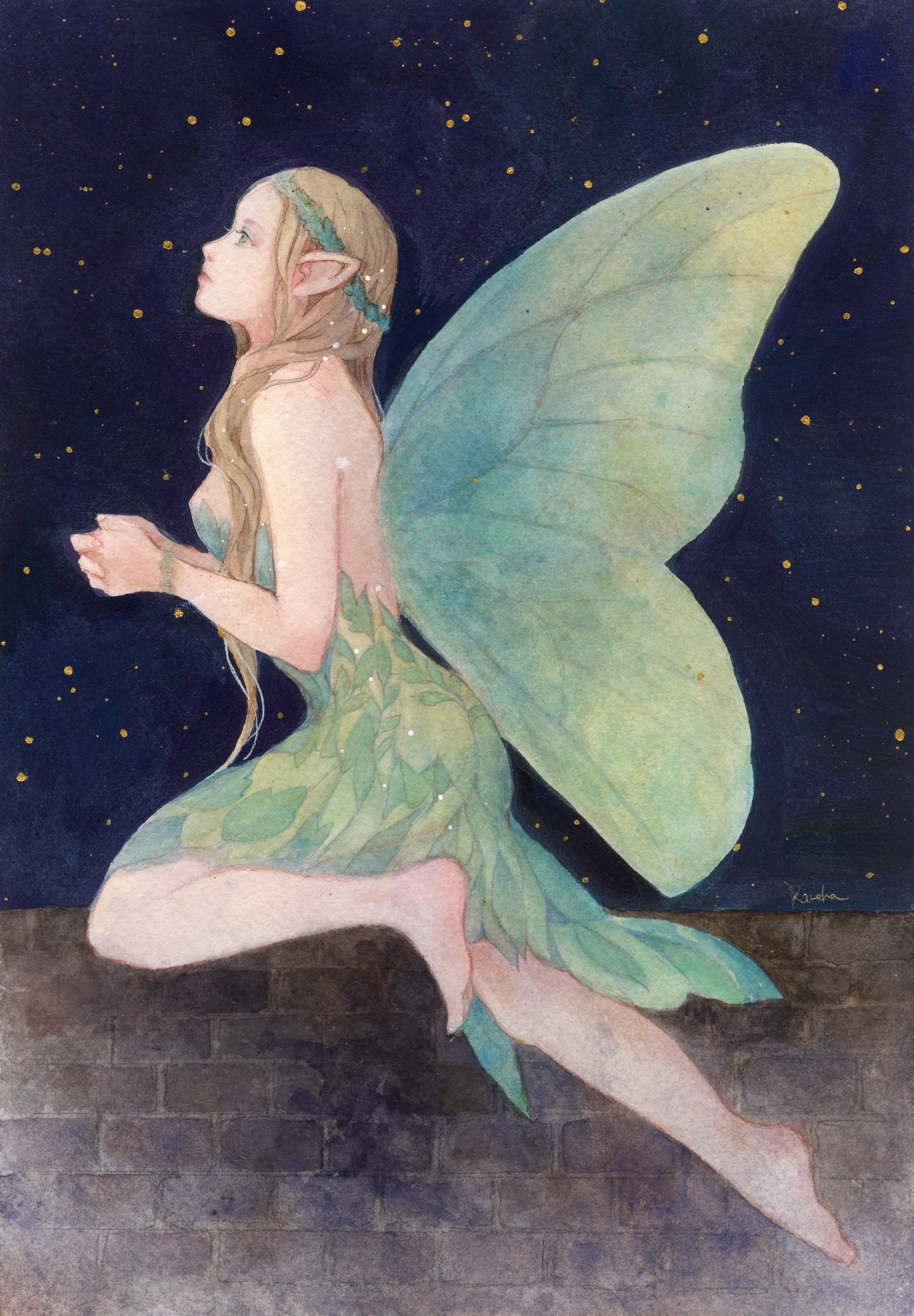 オーダーペイント　水彩画　エビネ ペット似顔絵オーダー 肖像画 水彩画 虹組限定デザイン 虹の花