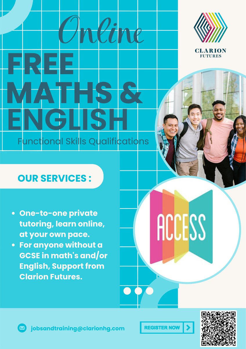 Aged 18–30 and missing a GCSE pass in Maths or English? Get a free Functional Skills Qualification online with tutor support, funded by Clarion Futures. Limited spaces! 📚✨ #SkillsForLife #AdultLearning #FunctionalSkills Email: Paige.mayelubrano@clarionhg.com to register!
