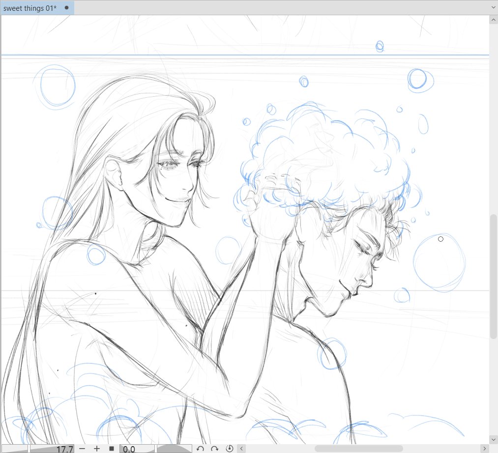 Blu_er1's tweet image. my #wips are getting out of hand lol... Currently obsessed with #CLIPSTUDIOPAINT&apos;s pencil 🤌🏻✨.

*My sketches are inspired by a #satoshoko Ao3 fic titled &quot;sweet things&quot; by acrths ➡️
archiveofourown.org/works/67708801
