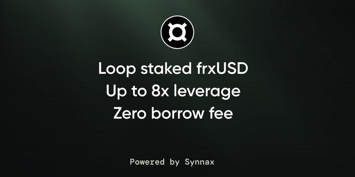 synnax_labs's tweet image. The most efficient way to loop sfrxUSD
app.synnax.fi/#/markets/1329…
- Zero borrow cost
- Yield on the mint
- Yield on the position (sfrxUSD APY)
- 8x leverage with capital efficiency across chains
New to looping?
Synnax makes it simple, learn how to start: docs.synnax.fi/synnax-multipl…