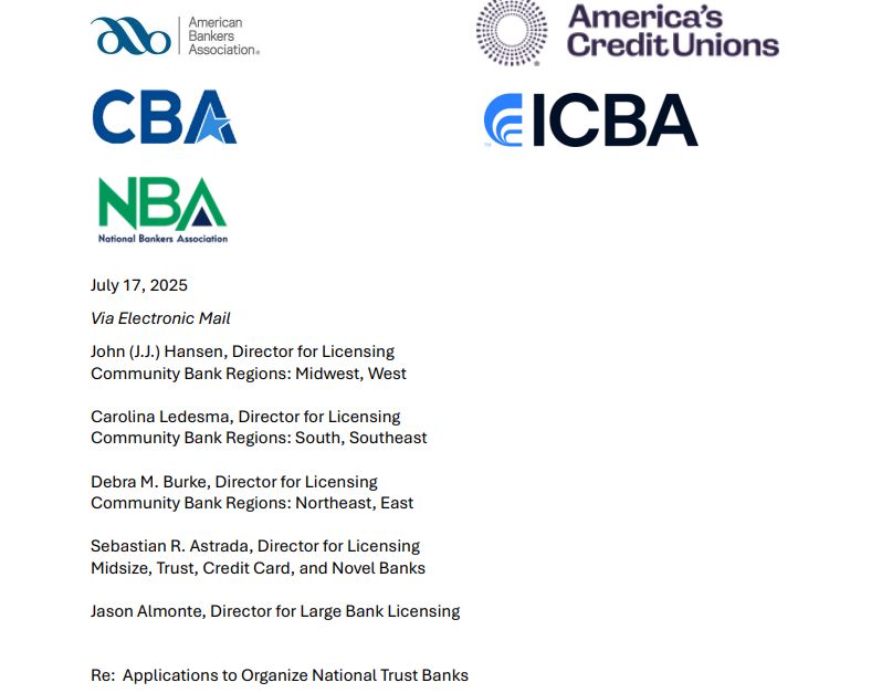🏦 NEW: US banking groups urge OCC to delay #crypto bank charters due to major policy concerns. ⚖️