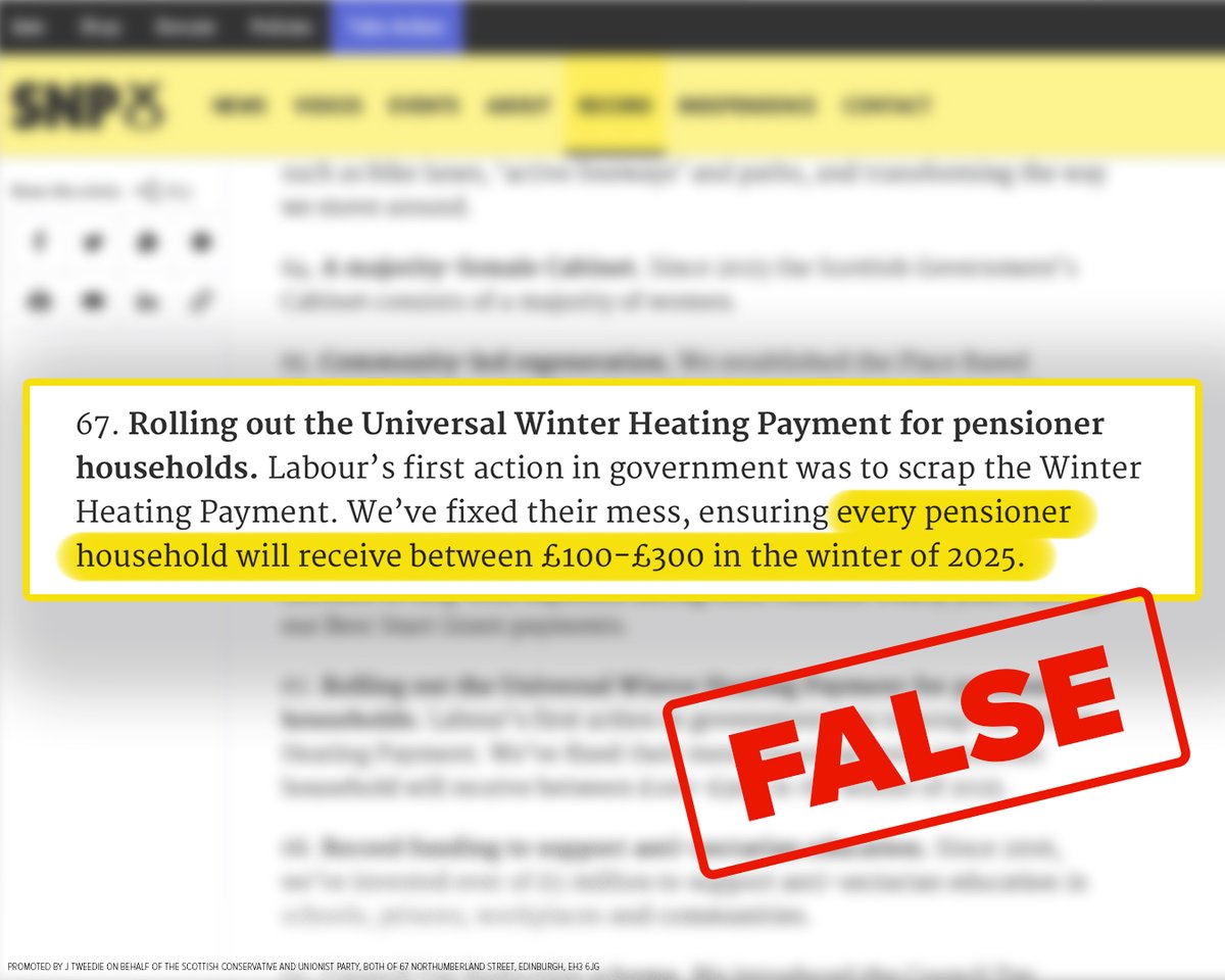 ScotTories's tweet image. It seems Honest John is at it again!
The nationalists ditched this policy months ago – so why are they still claiming it as an ‘achievement’ on their website?
Pensioners short-changed by both the SNP and Labour might have something to say about that.
🔗 scottishdailyexpress.co.uk/news/politics/…