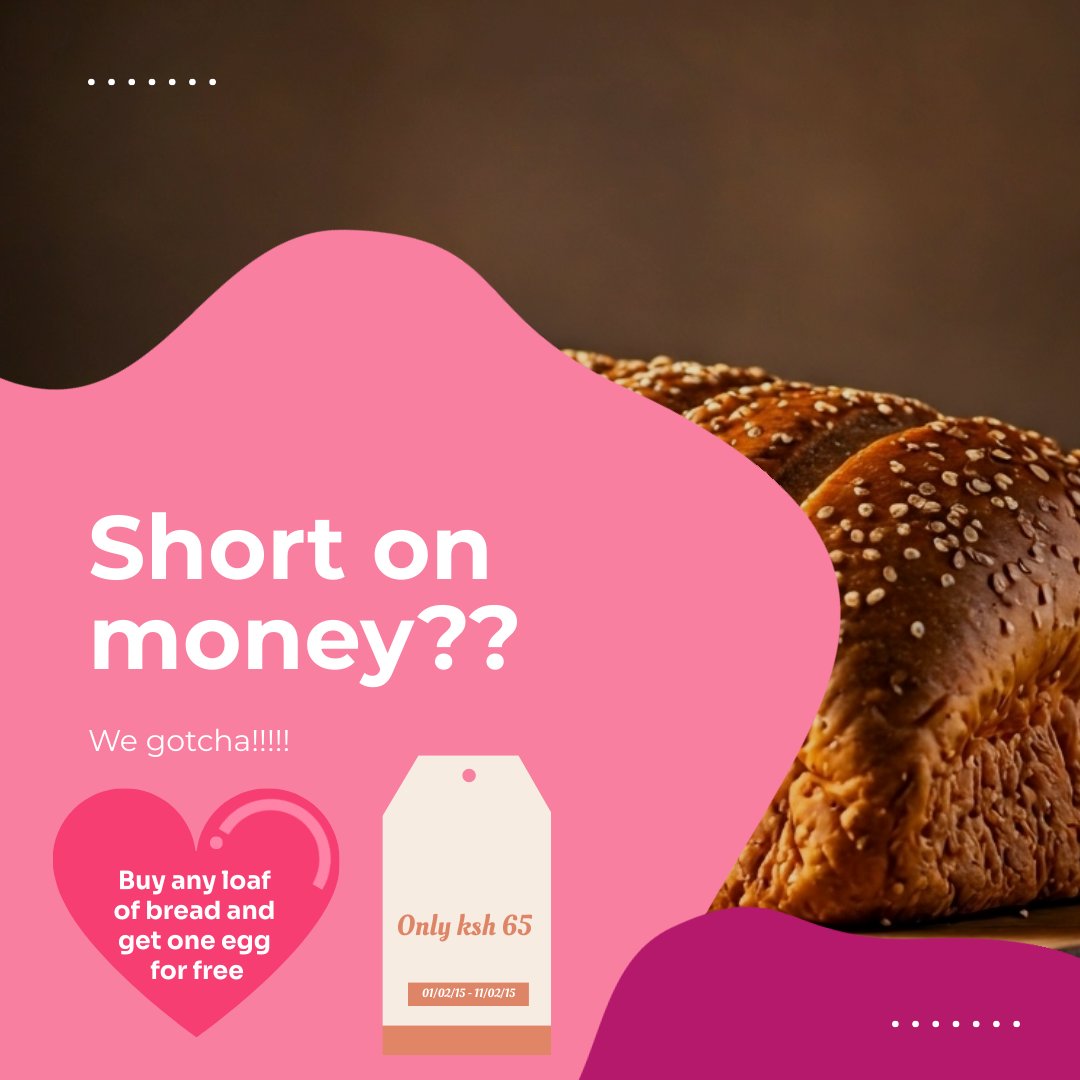 Mydukaqwetu's tweet image. 🍞 3. Bread + Egg Combo

🥖+🥚 = 😍
Buy 1 bread and get 1 egg FREE — breakfast made better!
#MorningDeals #BreakfastCombo #LocalOffers