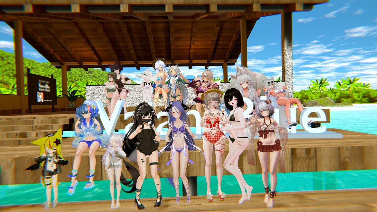 Kasimami235526's tweet image. 昨日行われたぶいちゃ夏の水着回でのお写真！みんな素敵できれいだったよ！暑い夏は、まだまだつづくよ。
#VRChat
