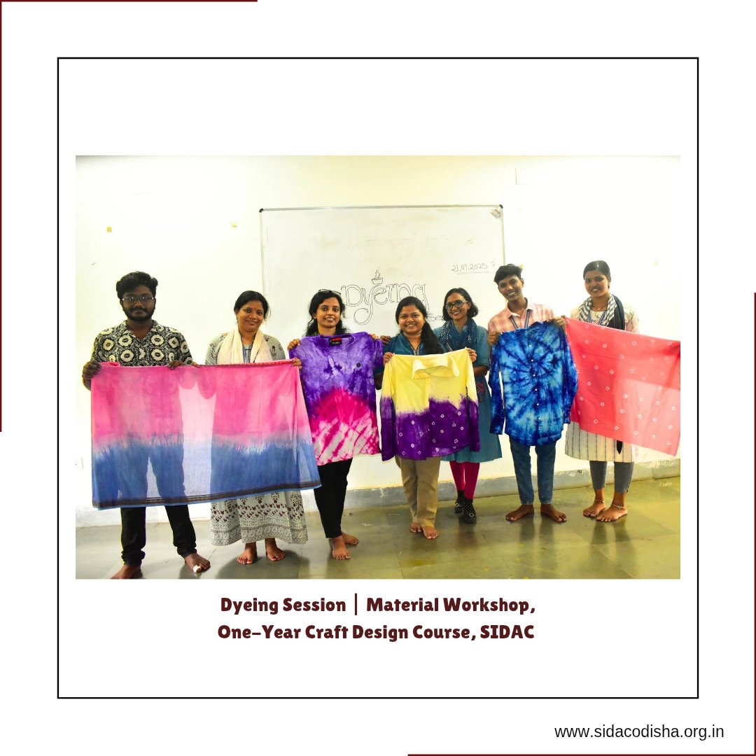 Sidac_Odisha's tweet image. Under the supervision of their faculty, learners explored traditional dyeing techniques – involving tying, folding, and colour application – through hands-on practice.

#SIDAC #SkillDevelopment #CraftDesign #TextileCraft #NaturalDyeing #MaterialWorkshop