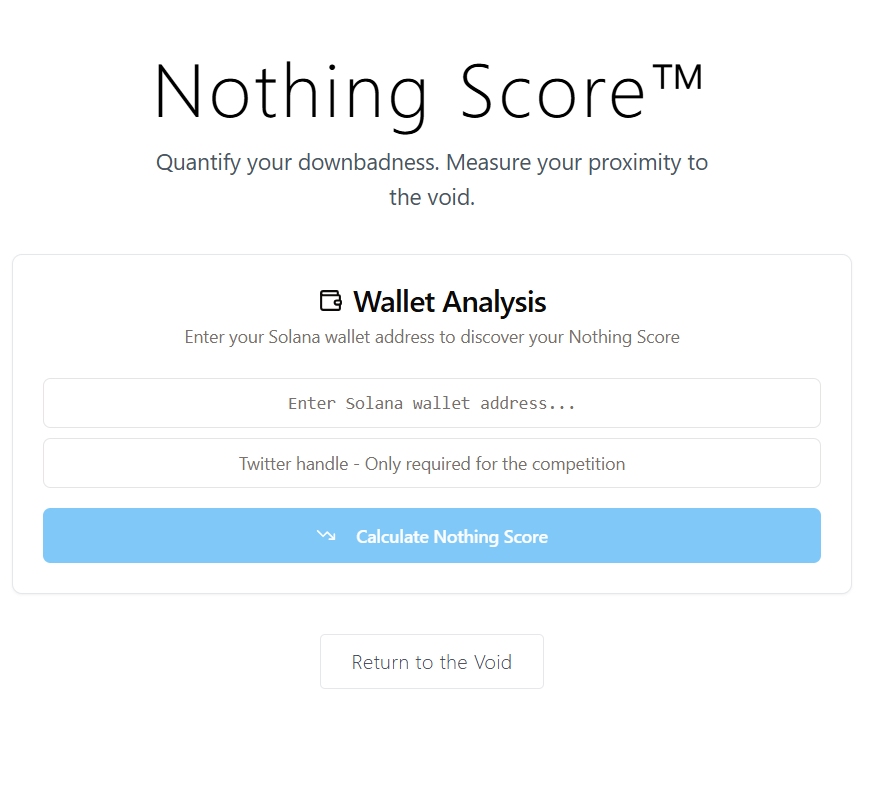 NothingOnBonk's tweet image. Okay fam, not messing! 1.5 $SOL up for grabs. Who can get the highest Nothing Score?
Prize to a random entry too. 🔥
Enter and find out just how downbad you are from memes. Scan via link in bio. 👀
No wallet connection. Just paste your address and scan.
#nothing…