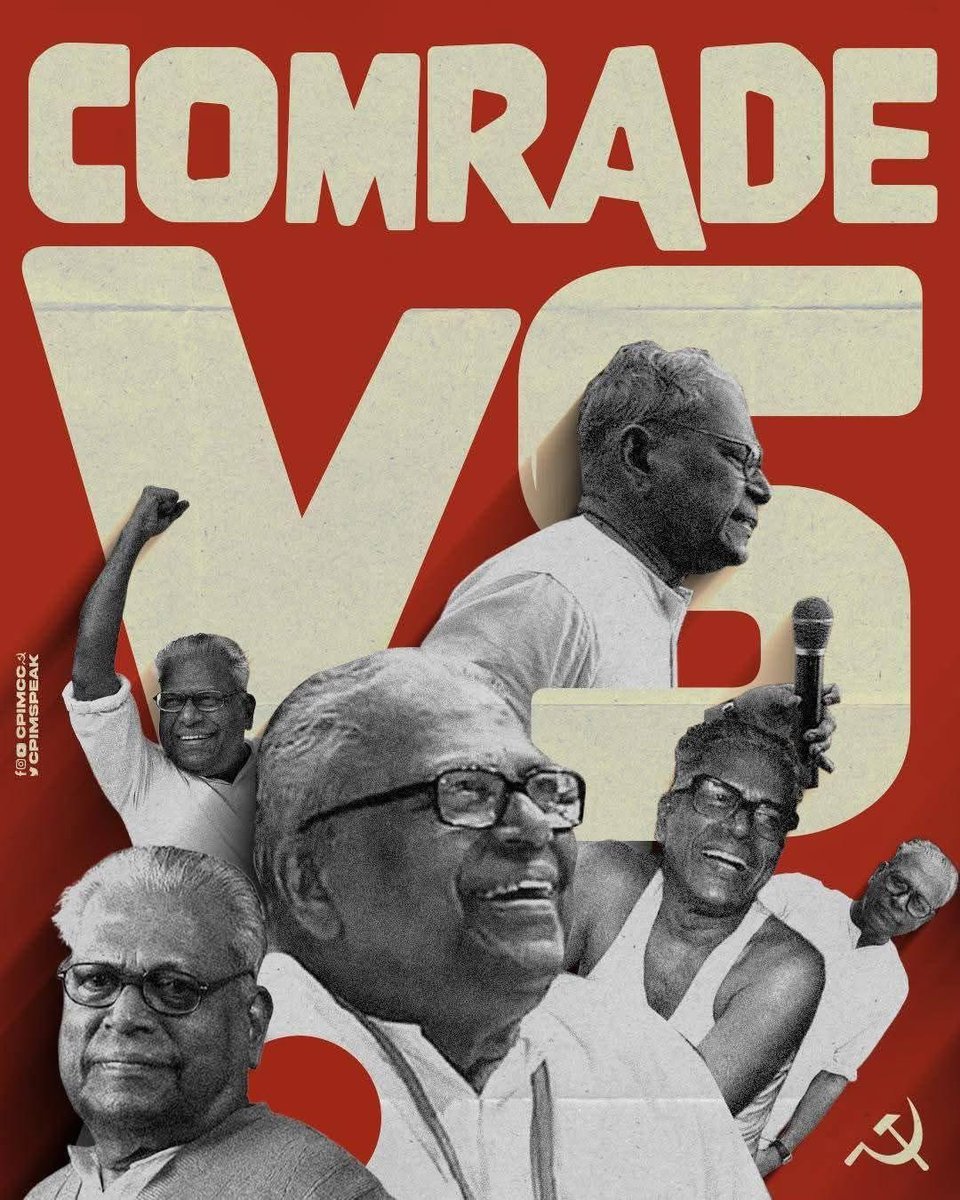 vijayprashad's tweet image. #RedSalute to Comrade V. S. Achuthanandan (1923-2025). Former Chief Minister of Kerala, a lifelong Communist, and member of the Communist Party of India (Marxist), Comrade VS has died. His spirit inspires us.