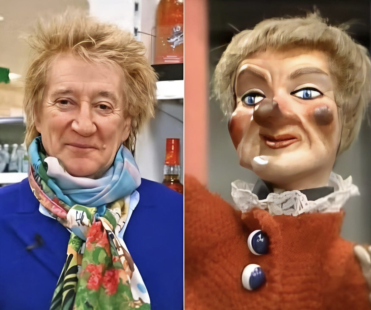 SecretFire79's tweet image. Rod Stewart's transformation into Lady Elaine Fairchild is nearly complete