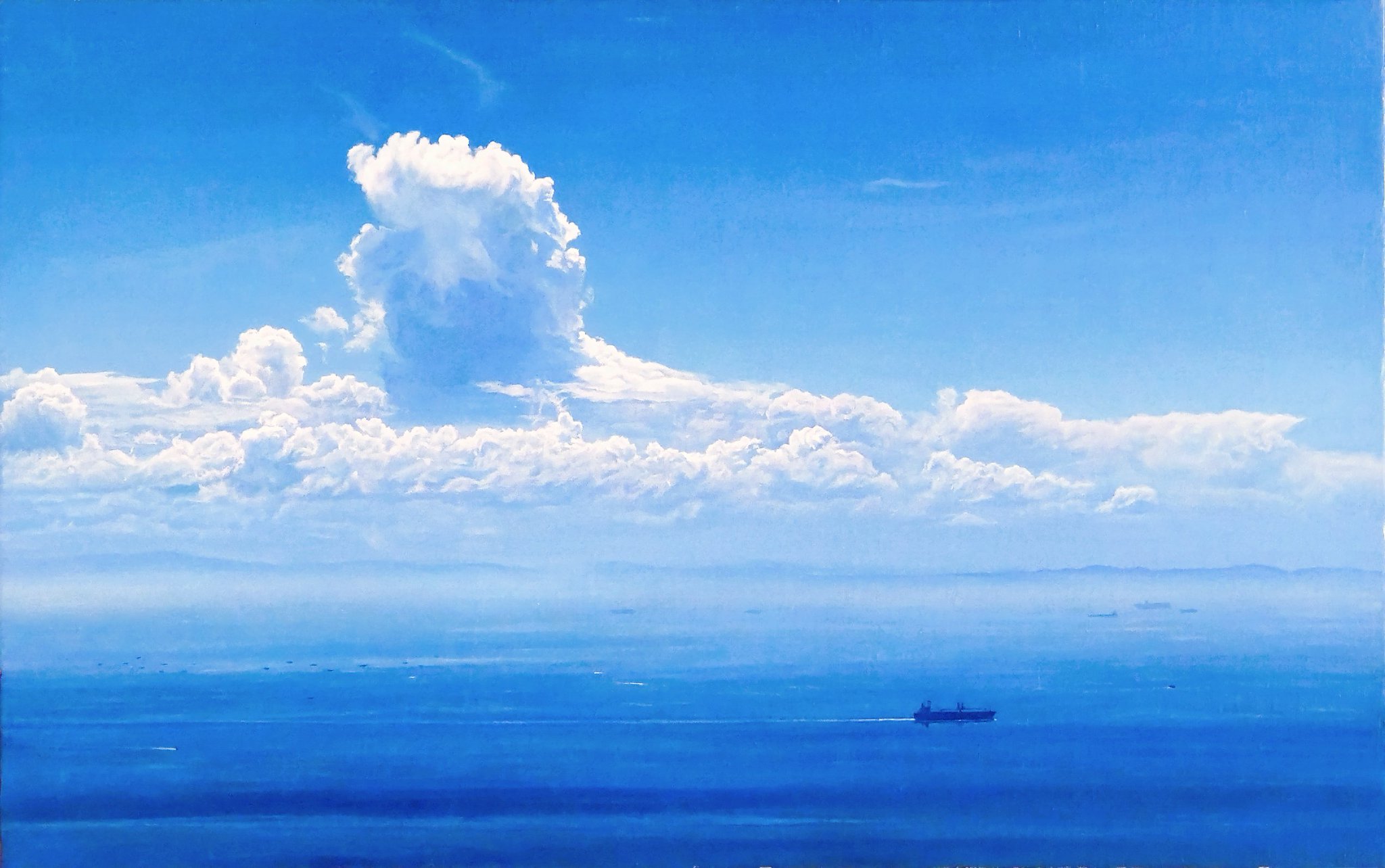 【真作】掛軸　旭日之図　希望の海景　力強き黎明　海上の暁光　共箱入　Q79 真作】掛軸 旭日之図 希望の海景 力強き黎明 海上の暁光 共箱入