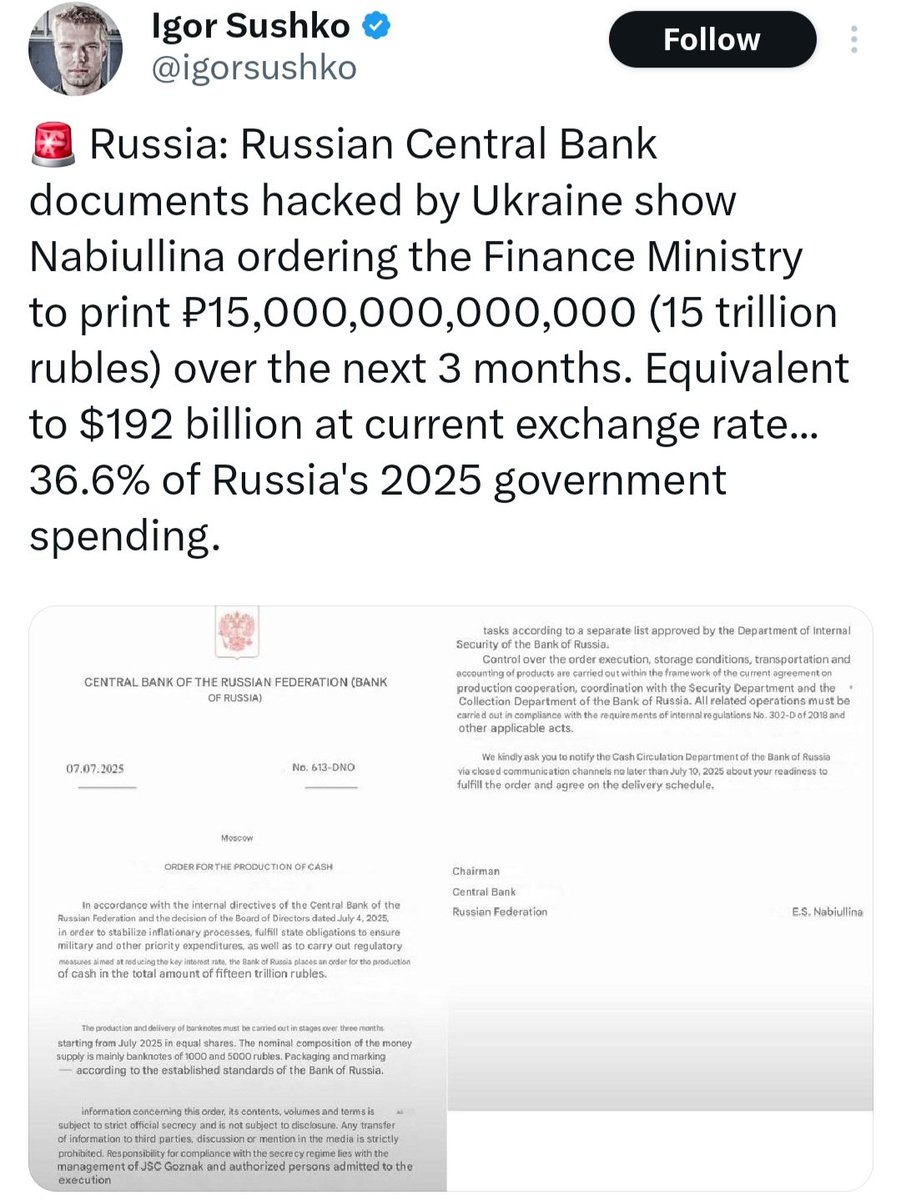 OlgaBazova's tweet image. If you know how Russian documents obtain judicial powers, you would know that every document in Russia must be signed AND stamped.
The low effort fables from Igor Sushko are aimed at low IQ 🇺🇦 stans and only outline the morbid, for Ukraine, situation at the front, because…