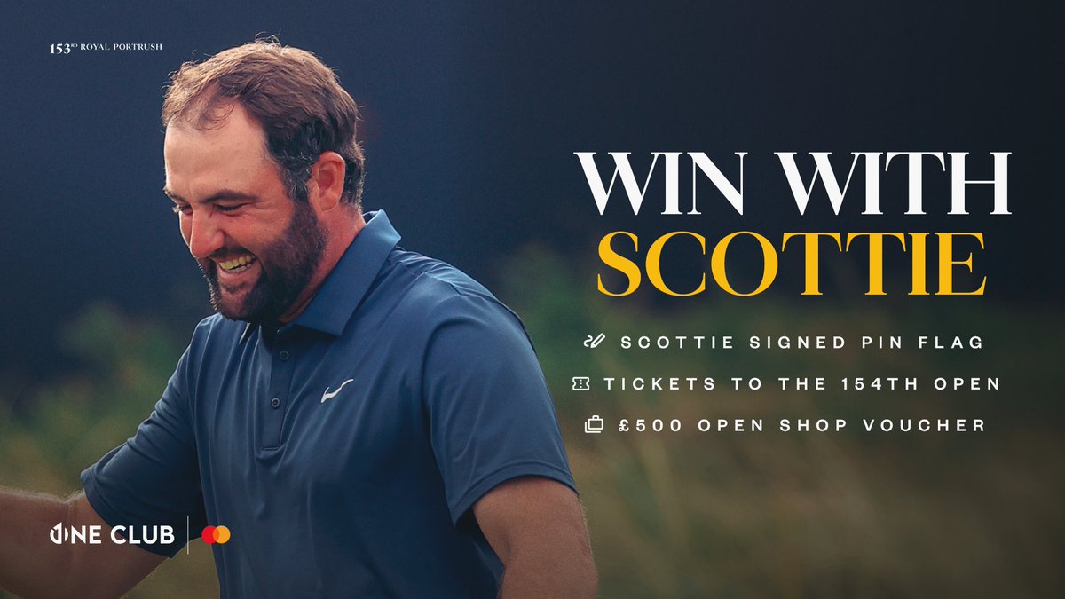 TheOpen's tweet image. To celebrate Scottie Scheffler's victory at The 153rd Open, One Club is giving members the chance to win some amazing prizes.
Enter now: go.oneclub.golf/ScottieWin