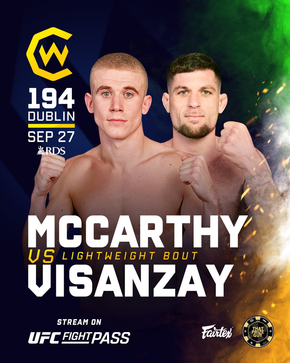 Éire vs. España in Dublin! 🔥👀

🇮🇪 Stephen Costello 🆚 Manuel Del Valle 🇪🇸
🇮🇪 Conor McCarthy 🆚 Diego Visanzay 🇪🇸

🎟️ Tickets On Sale Now via Link in Bio!