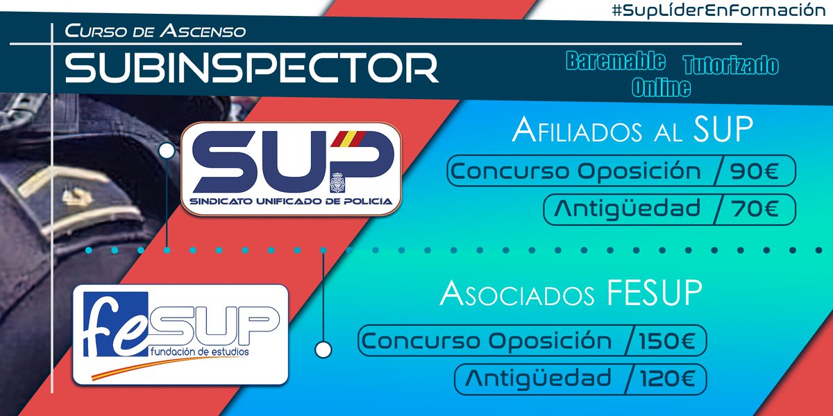 sup_formacion's tweet image. 🚨Publicadas bases convocatoria proceso selectivo de #ascenso a #Subinspector/a en la O.G.
4⃣2⃣5⃣ plazas
Plazo: 15 días hábiles. Pago tasa en webpol.
Mañana colgarán el temario de apoyo en webpol.
#SUPLíderEnFormación
¡Prepárate con los mejores! ⤵️
supformacion.es/curso-preparac…