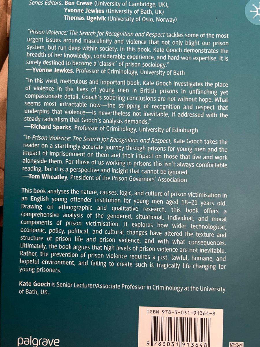 It feels very surreal to be finally holding a copy of my new book published as part of the Palgrave Series in Prisons and Penology. Available now from: link.springer.com/book/10.1007/9…