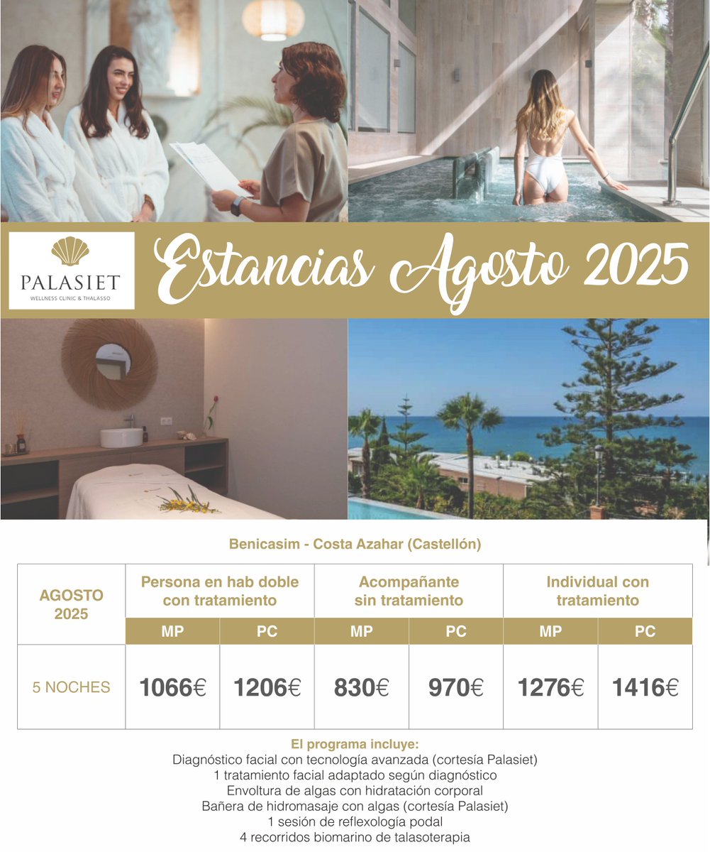 ESTANCIAS AGOSTO 2025 - Palasiet Thalasso Clínica y Hotel 4* - Benicasim