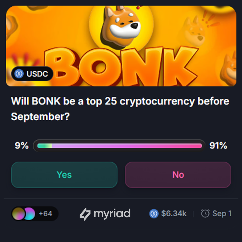 MyriadMarkets's tweet photo. Meme coins, Brand coins, Culture coins and Shit coins!

Predict outcomes on all your favourite coins  🪙