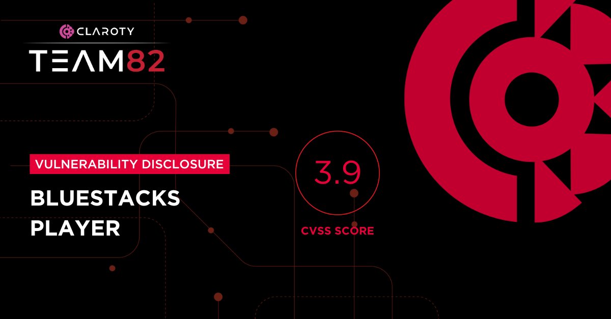 Claroty's tweet image. ⚠️ #Team82 has uncovered a vulnerability in the BlueStacks Player virtualization platform stemming from a lack of SSL certificate validation in v5.20. BlueStacks has patched the vulnerability in a recent update. More info: hubs.li/Q03xNPPl0