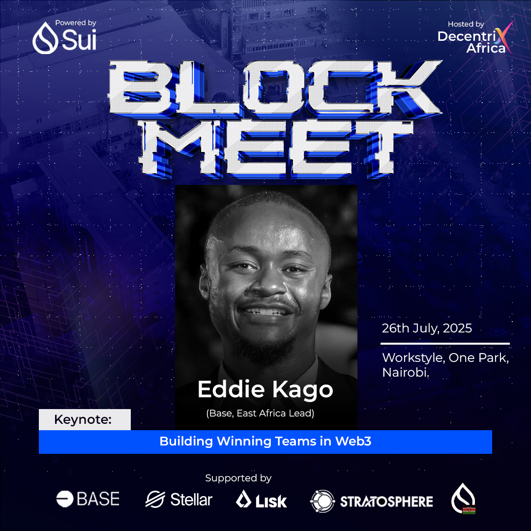 DecentrixAfrica's tweet image. Meet the Voices Opening BlockMeet
📍 Workstyle, Onepark, Parklands Nairobi
🗓️ July 26, 2025
🕐 1–6 PM
BlockMeet is focused on helping builders grow beyond code—through leadership, communication, visibility, and real community. This year’s keynote speakers reflect that…