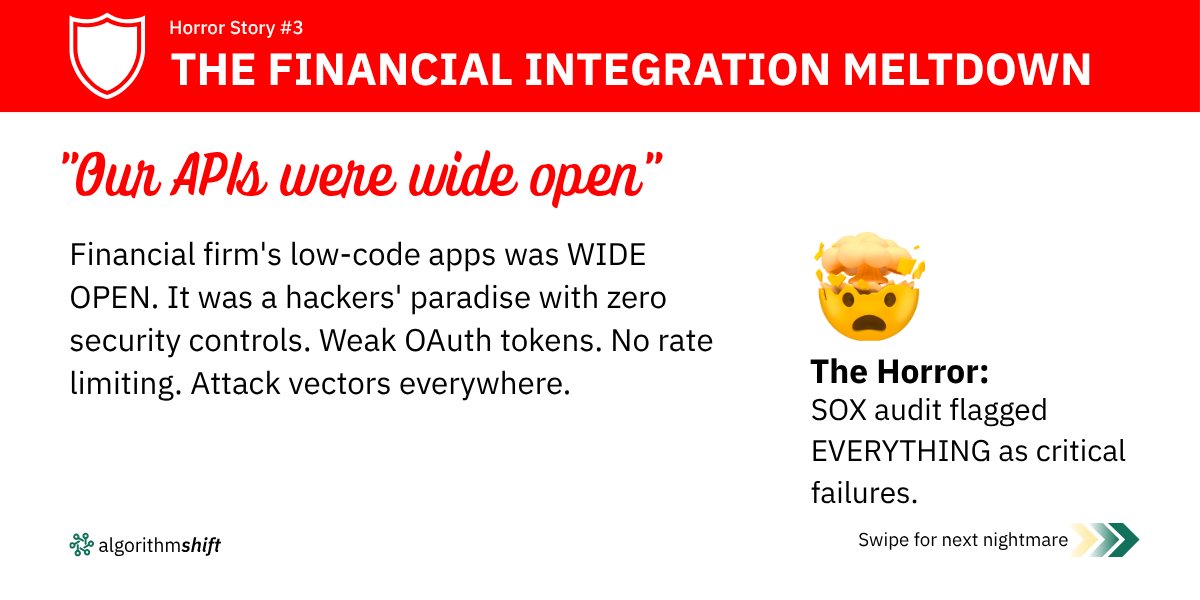 algorithmshift's tweet image. Low-code can speed things up—but without governance, it’s a compliance nightmare! Shadow IT, missing audit trails, and wide-open APIs have cost millions. What’s your scariest low-code audit gap? #LowCodeHorror #ComplianceFail