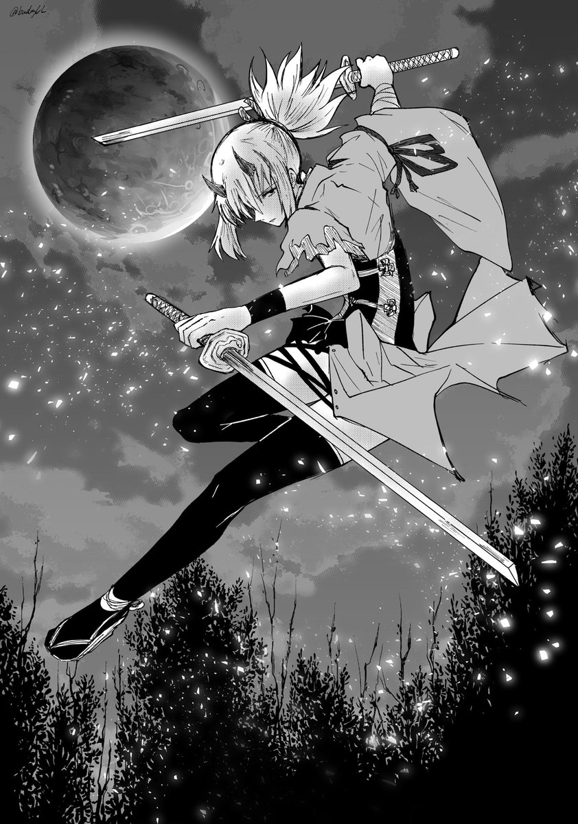 闘う👹🛡️（当社のオリジナル衣装です）
薙刀、剣、槍…なんでも使いこなしてそう。
楽しかったので他のポーズも描いてみたい😊