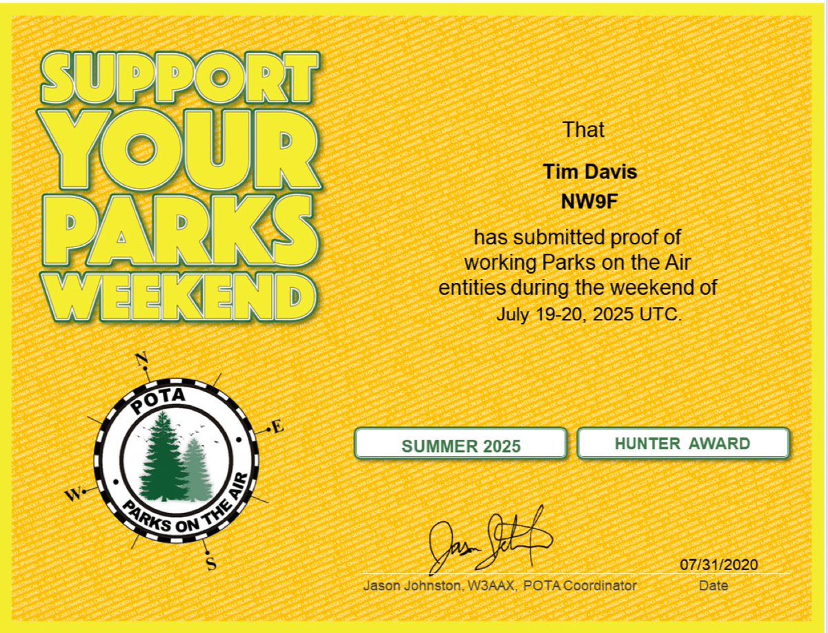 GraymanPOTA's tweet photo. Picked up some additional #pota paper suitable for framing. #GetRadioActive #SupportYourParksWeekend https://t.co/4SITPeukmx