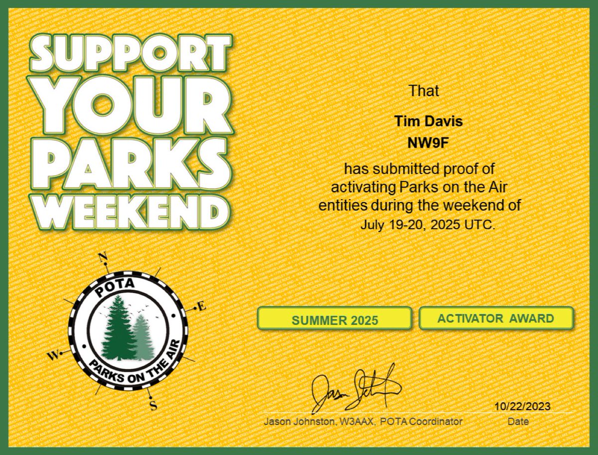 GraymanPOTA's tweet photo. Picked up some additional #pota paper suitable for framing. #GetRadioActive #SupportYourParksWeekend https://t.co/4SITPeukmx