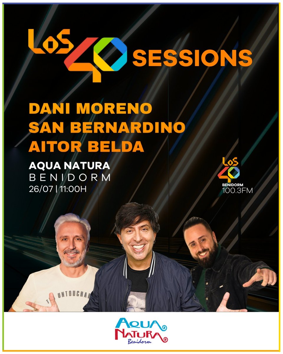 Terra Natura Benidorm (@terranaturazoo) on Twitter photo ¡POOL PARTY <a href="/Los40/">LOS40</a> #Benidorm en <a href="/AquaNaturaPark/">Aqua Natura Benidorm</a>! 🌊🌞
Apunta la fecha: Sábado, 26 de julio
Los 40 SESSION con DJ <a href="/elgallodelos40/">DANI MORENO El Gallo🐔</a> , @csCristian <a href="/CSanBernardino/">San Bernardino</a> y <a href="/aitor_tor/">Aitor Belda</a>
Además Pista Americana acuática, Fiesta de la Espuma, Talleres infantiles, Animación especial, Sorteo... ¡POOL PARTY <a href="/Los40/">LOS40</a> #Benidorm en <a href="/AquaNaturaPark/">Aqua Natura Benidorm</a>! 🌊🌞
Apunta la fecha: Sábado, 26 de julio
Los 40 SESSION con DJ <a href="/elgallodelos40/">DANI MORENO El Gallo🐔</a> , @csCristian <a href="/CSanBernardino/">San Bernardino</a> y <a href="/aitor_tor/">Aitor Belda</a>
Además Pista Americana acuática, Fiesta de la Espuma, Talleres infantiles, Animación especial, Sorteo...