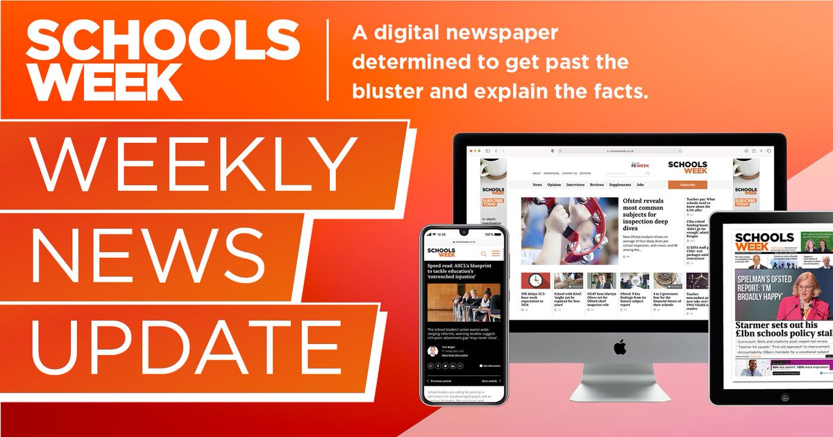 SchoolsWeek's tweet image. 📰 Schools news: The weekly round-up
Check out this week's news summary. If you still need to register for our newsletter updates, you can sign-up at the below link.
🔗 buff.ly/ZjsgD7H