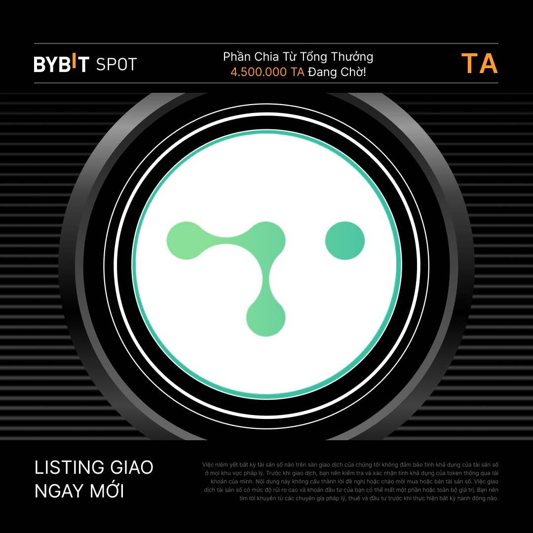 BybitVNOfficial's tweet image. 📣 $TA chính thức niêm yết trên #BybitSpot cùng với @TrustaLabs!

Giao dịch và nạp #TA để chia sẻ tổng giải thưởng 4.500.000 TA!

📈 Giao dịch ngay: i.bybit.com/rjOdab2

#BybitListing #CryptoArk