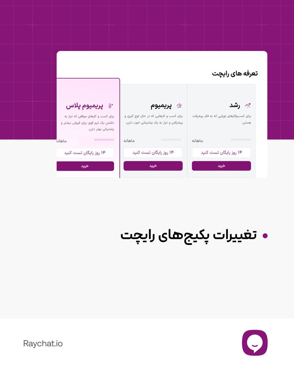 تجربه‌ای سریع‌تر و ساده‌تر با رایچت!
ما در رایچت با هدف بهبود تجربه‌ی کاربران، صفحه ورود اپراتورها و ادمین‌ها رو یکپارچه کردیم.
✅ حالا همه‌ی کاربران رایچت می‌تونن‌ از طریق یه صفحه وارد بشن و مستقیم به محیط مخصوص خودشون هدایت ‌بشن.