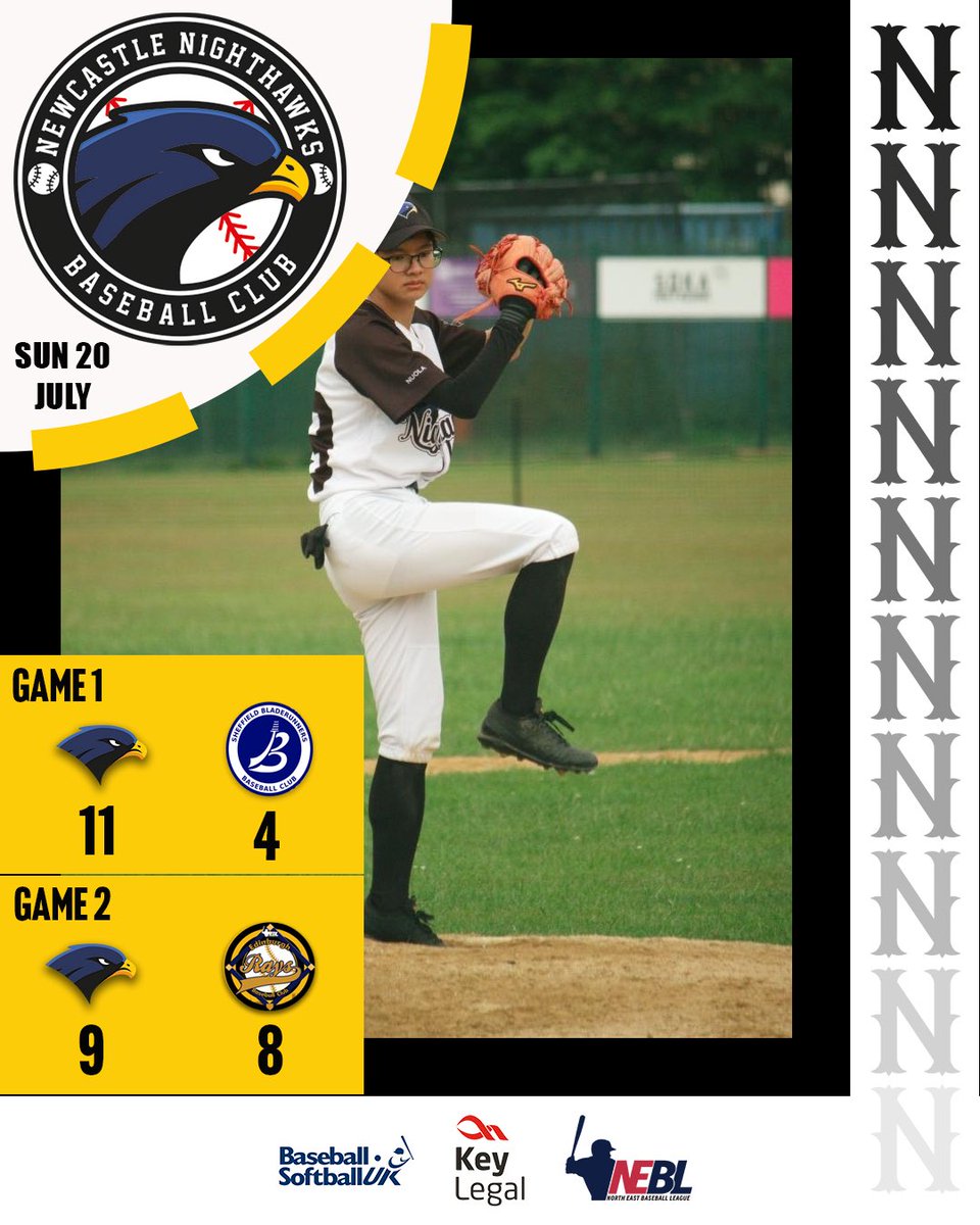 A successful development weekend for the NEBL Nighthawks as we go 2 for 2!

A huge thanks to the Edinburgh Rays and <a href="/BladerunnersBC/">Sheffield Bladerunners Baseball Club</a> for coming through for some spectacular baseball ⚾️

#FlyTogether #NewcastleSport #Baseball #UKBaseball #BritishBaseball
