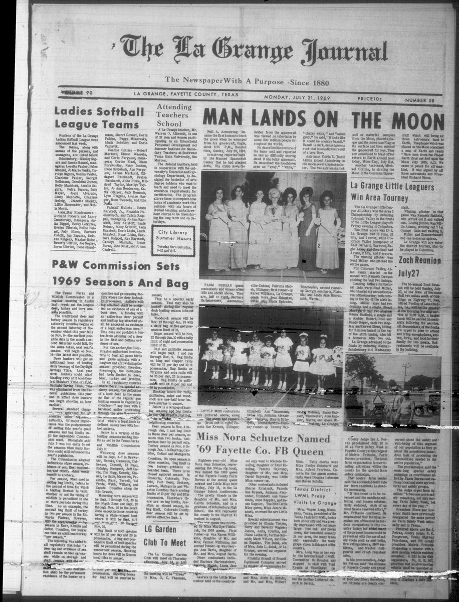 ContemTXHist's tweet image. A few Texas front pages from July 21, 1969. #TXhistory #Texas