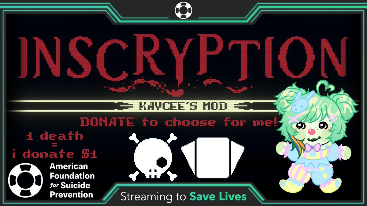 ProfFang665's tweet image. ❤️DAWN OF THE FINAL DAY❤️
🐸🎪@ NOON! We’re kicking things off with the amazing Kero Kero Circus playing #Inscryption! You can make the game even more challenging (but watch out ‘cause they’re pretty good 👀)
🏆Donate here, win prizes!
tilt.fyi/22YYI59CVj
#VtuberSupport