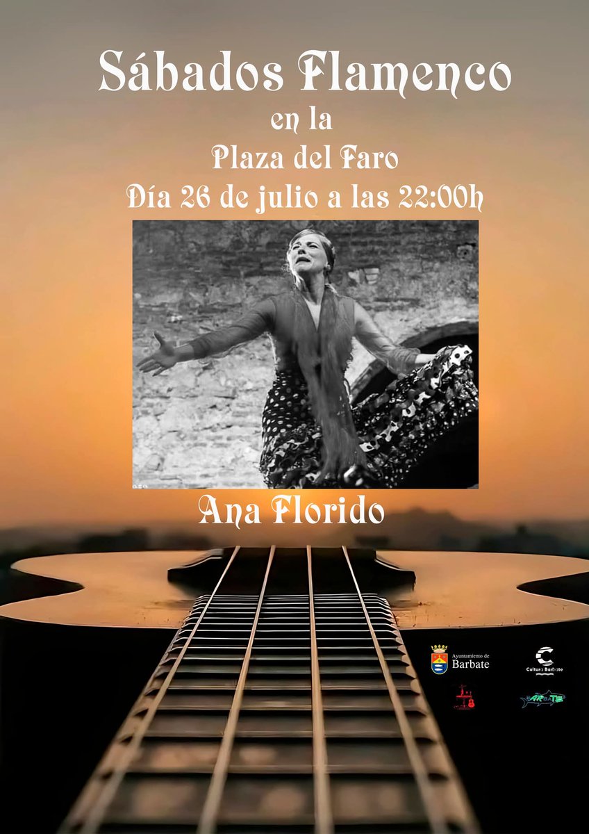Llegamos al ecuador del verano con los Sábados Flamencos, en la Plaza del Faro a las 22:00h. Este sábado, 26 de julio de la mano de la genial bailaora Ana Florido.