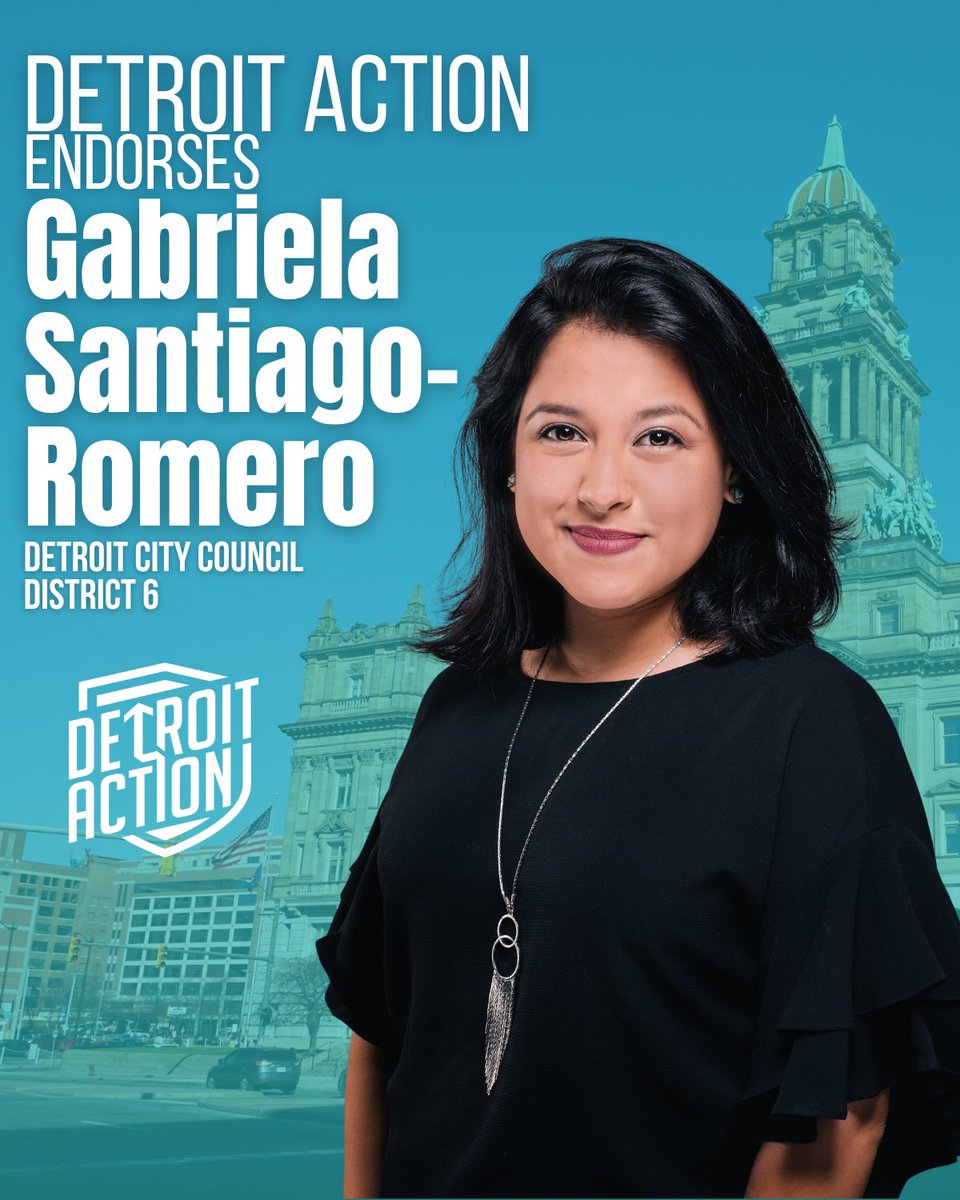 Detroit_Action's tweet image. Detroit Action is proud to announce our endorsement of @gabysantiromero for City Council District 6.
Detroit needs leaders committed to ensuring opportunity for everyone in the City. From affordable housing protections to ensuring housing repair; from putting resources toward…