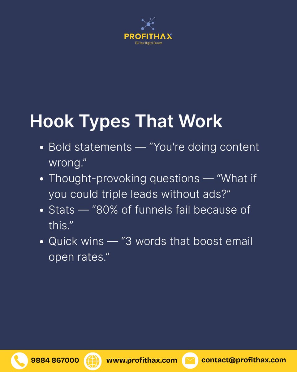 ProfitHax_10X's tweet image. Great content won’t convert if no one stops to read it.

DM us “HOOKS” for more information.

#ContentHooks 
#FunnelTips 
#ScrollStoppingContent 
#MarketingStrategy