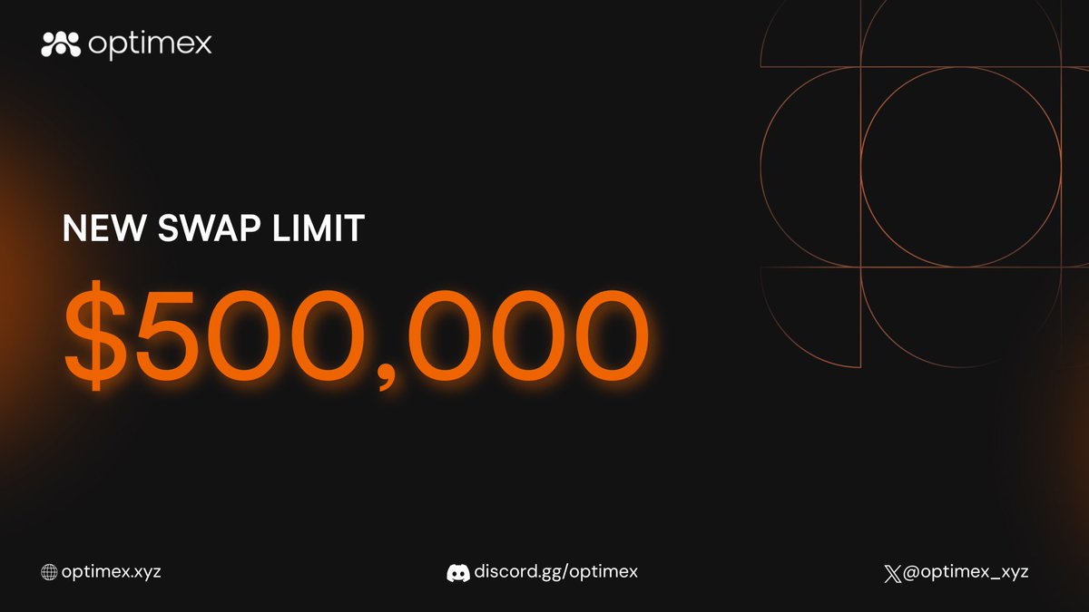 Optimex now supports single trades up to $500,000.  

Execute larger orders with the same low fees → app.optimex.xyz 🟠