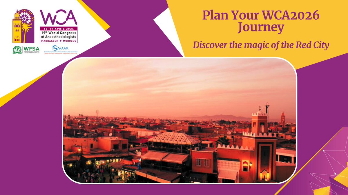 wfsawca's tweet image. Start planning your #WCA2026 adventure! Marrakech, known as the Red City for its distinctive clay buildings, offers spice-filled souks, peaceful riads, lush gardens, and desert escapes.

Now’s the perfect time to start planning your trip: wcacongress.org/travel-accommo…