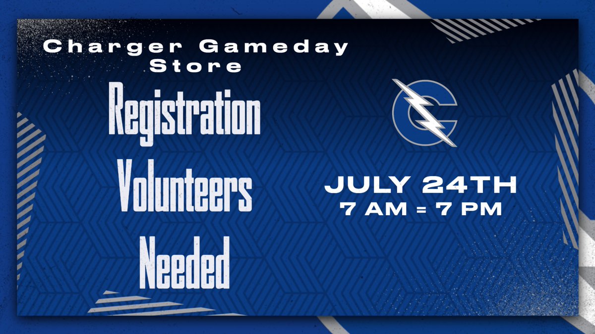 Carroll Chargers (@carrollchargers) on Twitter photo Need Volunteer Hours?
We are in need of help with the Charger Gameday Store during registration.
Thursday, July 24th
7am-7pm
Wouldn't have to work all hours. Could work on availability.
Contact dan.ginder@nacs.k12.in.us to schedule. Need Volunteer Hours?
We are in need of help with the Charger Gameday Store during registration.
Thursday, July 24th
7am-7pm
Wouldn't have to work all hours. Could work on availability.
Contact dan.ginder@nacs.k12.in.us to schedule.