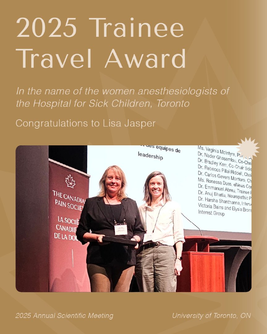 CanadianPain's tweet image. Congratulations to Lisa Jasper, one of our 2025 Trainee Travel Award Recipients.
