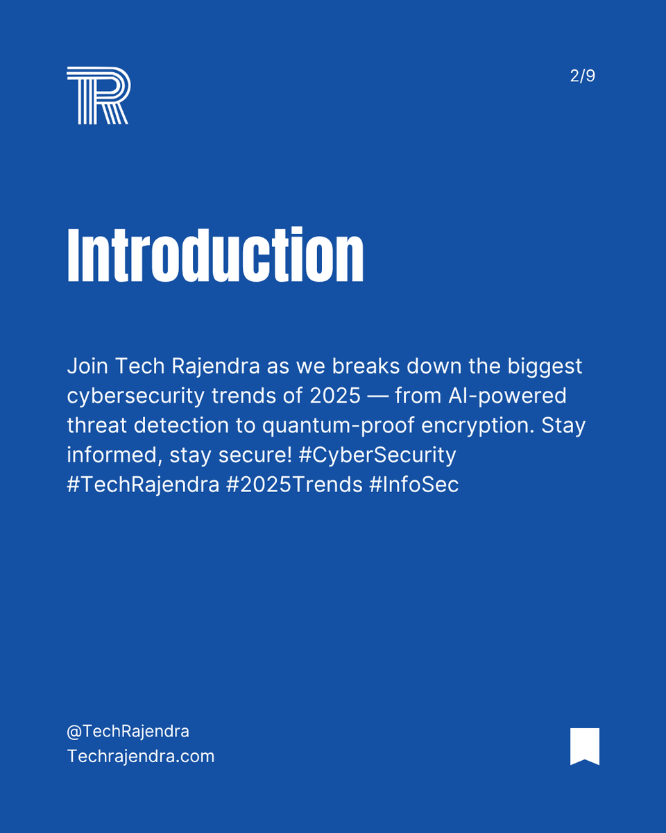 Tech_Rajendra's tweet image. 🔐Top 5 #Cybersecurity  Trends in 2025

1.#AI -Powered Threat Detection🤖

2.Zero Trust Security🔒

3.Passwordless Logins🔑

4.Cloud-First Defense☁️

5.Cyber Resilience Focus💪

Stay safe. Stay ahead.🛡️

#TechRajendra #ZeroTrust #CloudSecurity #Infosec #DigitalDe