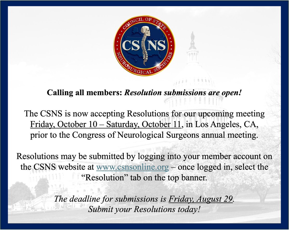 Submit your Resolutions now at csnsonline.org