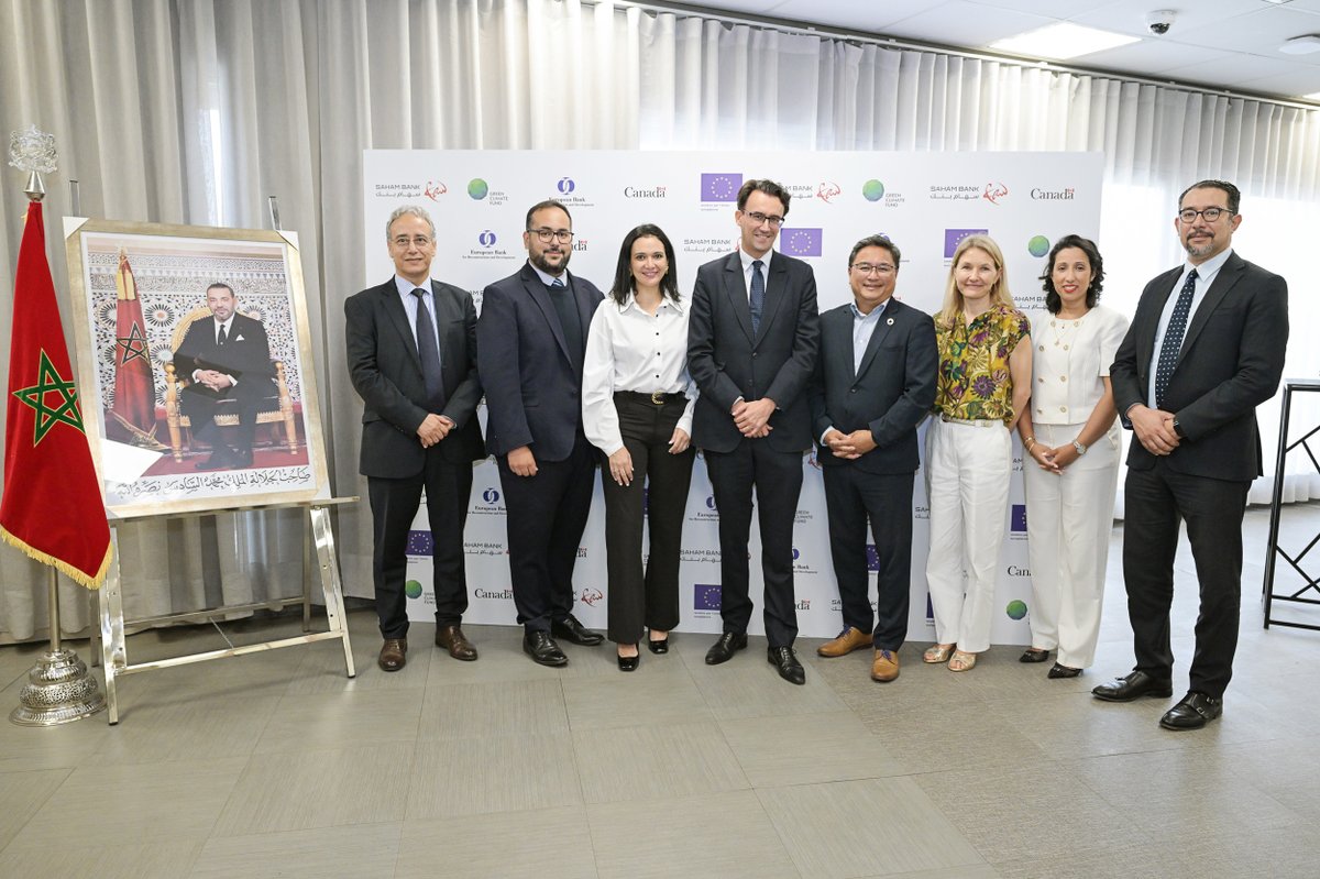 EBRD's tweet image. Morocco’s green transition is getting a €55M boost!
Backed by @EU4MENAGulf, @theGCF and @CanadaDev, this package will support climate resilience, mitigation and sustainable investments across #SMEs and larger firms via @saham_bank.
Read more: bit.ly/4kQlDPE.