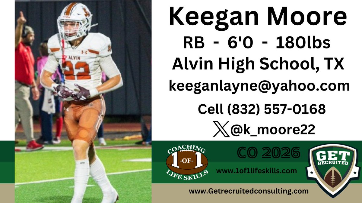 Get Recruited (@get__recruited) on Twitter photo Keegan Moore - CO 2026 - RB - 6'0, 180lbs - 3.8 GPA - Athletic, fast, and smart. Alvin HS, TX - Player profile: app.productiverecruit.com/profile/keegan… <a href="/k_moore22/">Keegan Moore</a> @1of1lifeskills <a href="/BrownU_Football/">Brown Bears Football</a> <a href="/CULionsFB/">Columbia Football</a> <a href="/BigRed_Football/">Cornell Football</a> <a href="/DartmouthFTBL/">Dartmouth Football</a> <a href="/HarvardFootball/">Harvard Football</a> <a href="/PennFB/">Penn Football</a> <a href="/PrincetonFTBL/">Princeton Football</a> Keegan Moore - CO 2026 - RB - 6'0, 180lbs - 3.8 GPA - Athletic, fast, and smart. Alvin HS, TX - Player profile: app.productiverecruit.com/profile/keegan… <a href="/k_moore22/">Keegan Moore</a> @1of1lifeskills <a href="/BrownU_Football/">Brown Bears Football</a> <a href="/CULionsFB/">Columbia Football</a> <a href="/BigRed_Football/">Cornell Football</a> <a href="/DartmouthFTBL/">Dartmouth Football</a> <a href="/HarvardFootball/">Harvard Football</a> <a href="/PennFB/">Penn Football</a> <a href="/PrincetonFTBL/">Princeton Football</a>