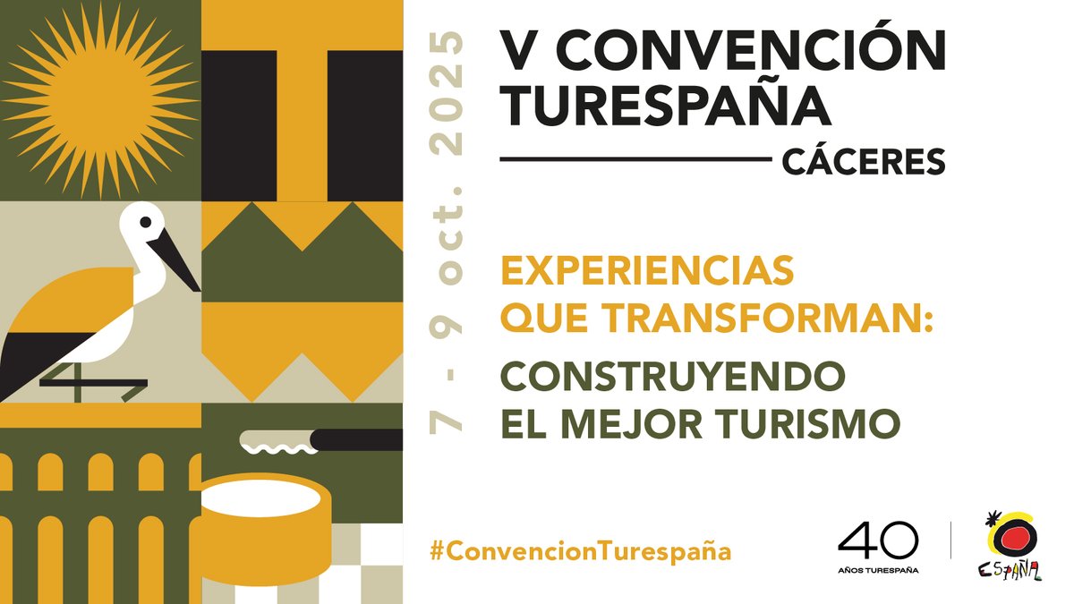ThinkTur (@thinktur) on Twitter photo 👉 Reserva ya la fecha 👈
📆 Del 7 al 9 de octubre se celebrará en #Cáceres la V edición de la Convención #Turespaña
🌍 Un encuentro estratégico del sector, centrado este año en el turismo de experiencias y la sostenibilidad
📝+ info: tourspain.es/es/eventos/con…
<a href="/Turespana_/">Turespaña Oficial</a> 👉 Reserva ya la fecha 👈
📆 Del 7 al 9 de octubre se celebrará en #Cáceres la V edición de la Convención #Turespaña
🌍 Un encuentro estratégico del sector, centrado este año en el turismo de experiencias y la sostenibilidad
📝+ info: tourspain.es/es/eventos/con…
<a href="/Turespana_/">Turespaña Oficial</a>