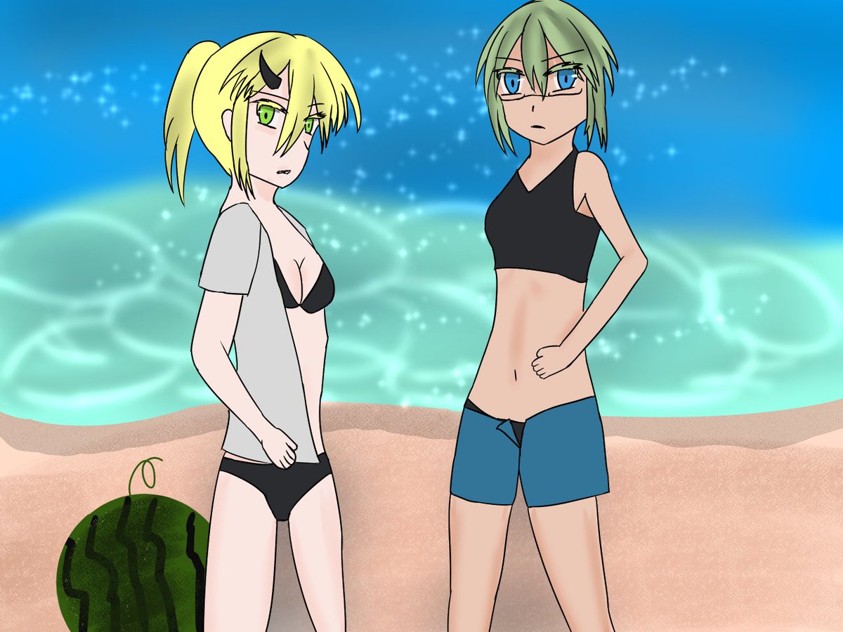 draw_jintxan222's tweet image. #海の日
過去絵失礼します
#うちの子  #水着女子
