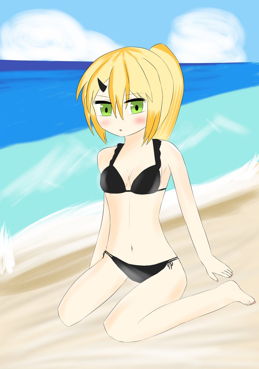 draw_jintxan222's tweet image. #海の日
過去絵失礼します
#うちの子  #水着女子