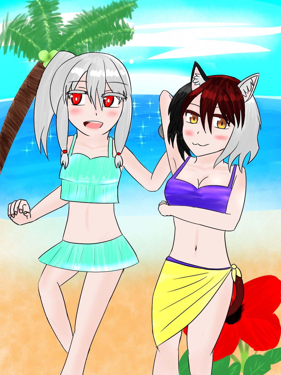 draw_jintxan222's tweet image. #海の日
過去絵失礼します
#うちの子  #水着女子
