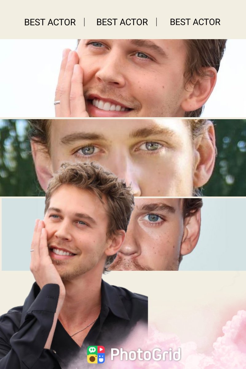 AuraPixelHQ's tweet image. I used the Template tool from #PhotoGridApp to create this adorable and aesthetic post of Austin Butler. Soft colors, dreamy layout, and just the right touch of charm — because yes, he’s that cute! ✨️🥰

#PhotoGrid #TemplateTool #AustinButler