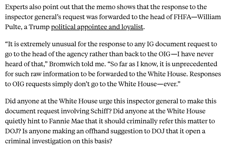 GregTSargent's tweet image. Trump just said Schiff merits "prison" for the "fraud" an IG supposedly found.
Again, I talked to experts/former IG who described the process used here as deeply troubling.
This is his model for manipulating bureaucracy to hatch pretexts to target foes:
newrepublic.com/article/198074…